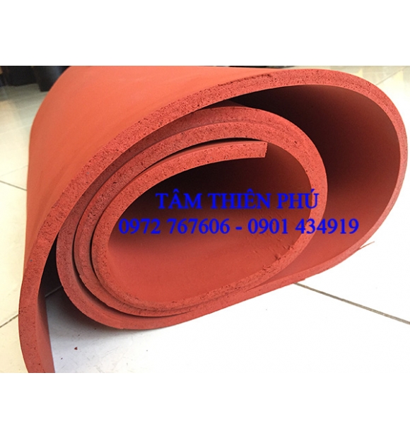 Silicone xốp màu đỏ chịu nhiệt dạng cuộn